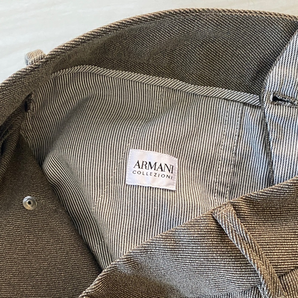 Armani Collezioni Wool Blend Brown Tan Trousers Pants Luxury Designer Minimalist - Picture 7 of 16